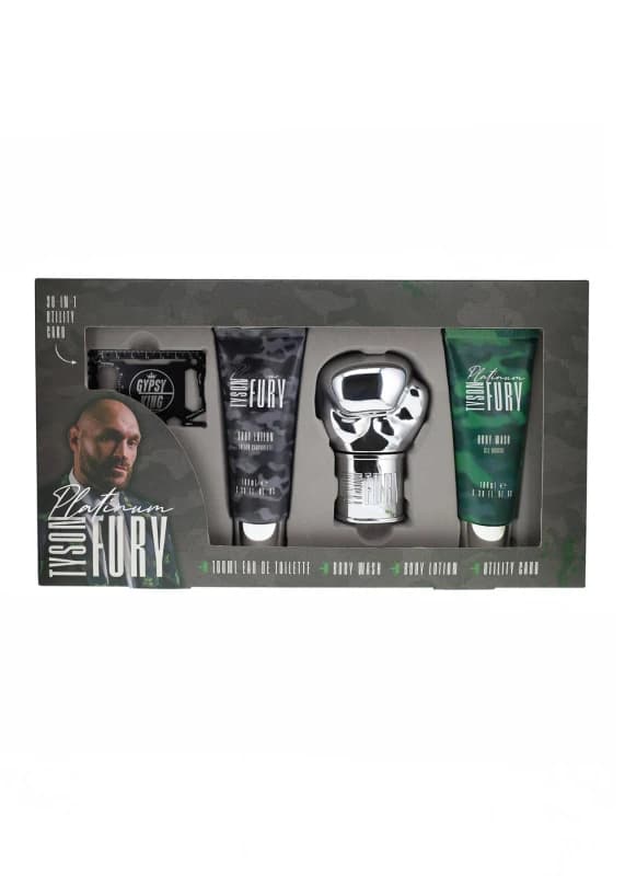 Tyson Fury Platinium Gift Set 100ml Eau de Toilette + 100ml Body Wash + 100ml Body Lotion + Utility Card