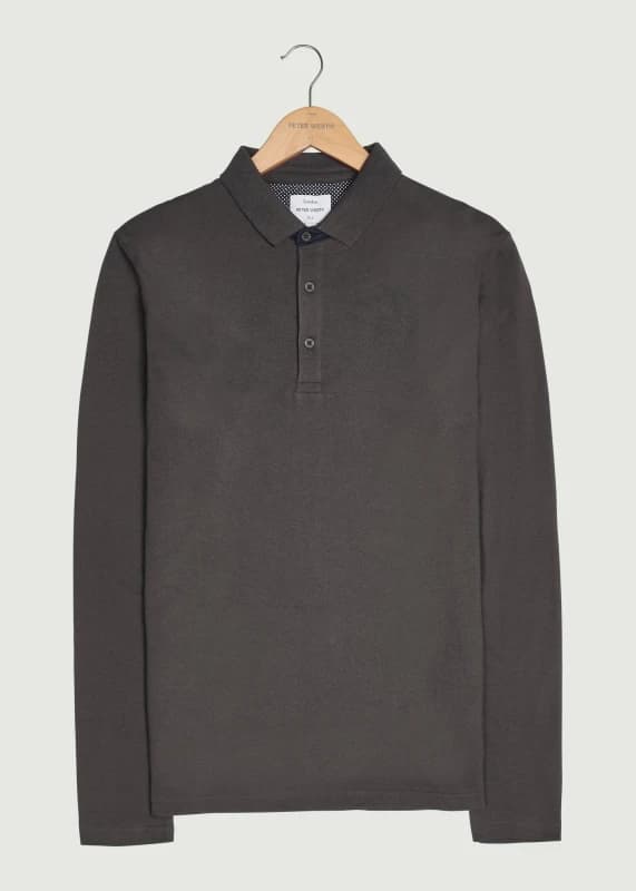 Peter Werth Mens Glasby LS Polo Shirt in Grey Size: Medium Grey Male M