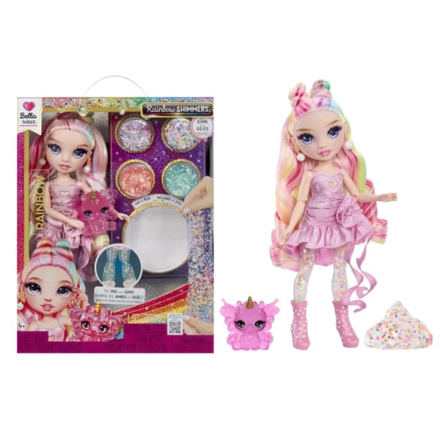 Rainbow High Rainbow Shimmers with Slime - Bella Pink - 28cm Fashion Doll Comes with a Slime Kit and a Pet Llama Suitable for Children Ages 4+