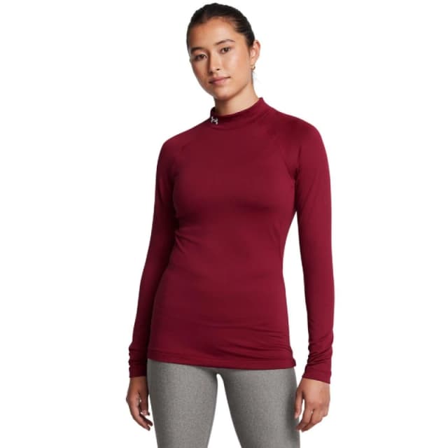 Under Armour ColdGear Mock Neck Long Sleeve Top Red female 0-2