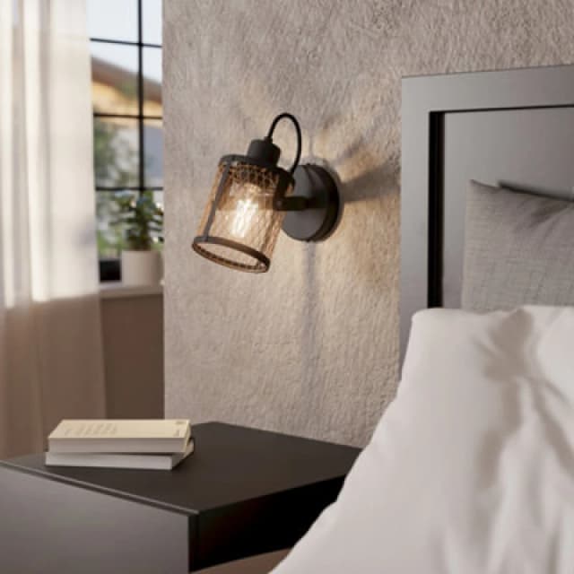 EGLO Dellow Black Steel Lattice Style Adjustable Wall or Ceiling Spotlight Black unisex