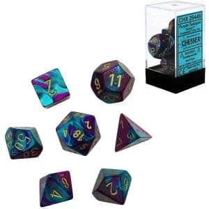 Chessex Gemini Poly 7 Set: Purple-Teal/Gold