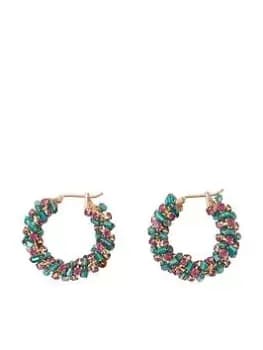 Accessorize Mini Bead And Gem Hoop, Blue, Women