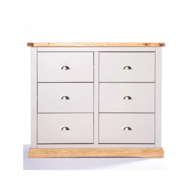 Cabinet Bits Bomporto 6 Drawer Chest of Drawers Chrome Cup Handle in Light Grey Light Grey Unisex