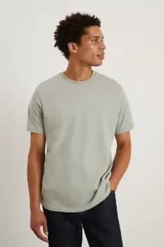 Mens Short Sleeve Two Tone Pique Crew Tee