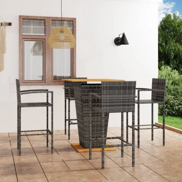 VIDAXL 5 Piece Garden Bar Set Grey Vidaxl 8720286248065