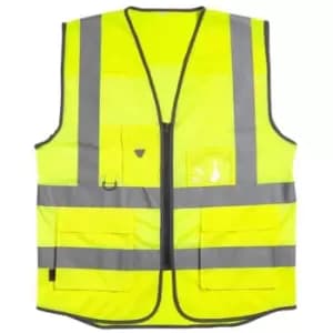 Warrior Unisex Adult Executive Hi-Vis Mesh Waistcoat (4XL) (Fluorescent Yellow)