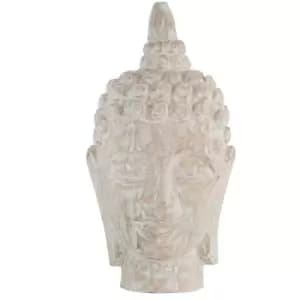 Premier Housewares Wooden Buddha Head - White Wash