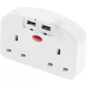 TUSEUC Twin European Adaptor with Two USB Ports