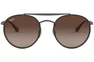 Ray-Ban Blaze Round Double Bridge Sunglasses - Demi Gloss Gunmetal, Gunmetal/Brown, Women