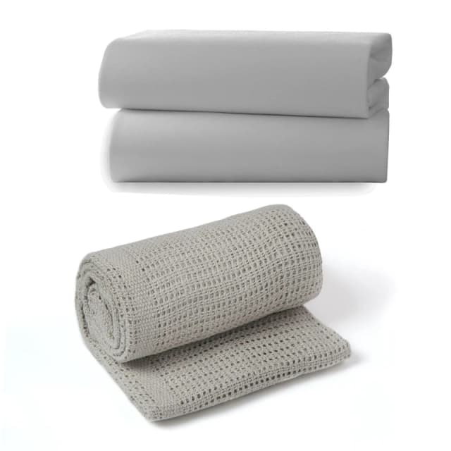 Clair De Lune Clair de Lune Moses Basket Sheets & Pram Cellular Nursery One Size Grey 38179602000