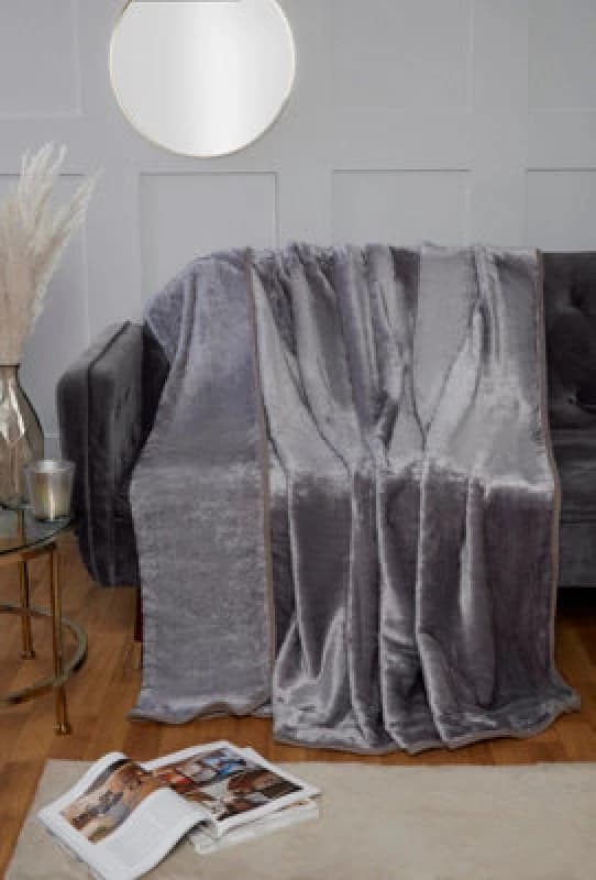 Rapport Home Dyed Mink Faux Fur Polyester Soft Cosy Plain Throw (150X200) Silver