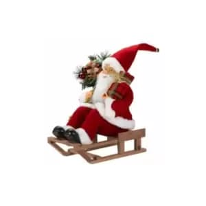 Xmas decoration Traditional Santa Claus Father Christmas on Sleigh w Presents