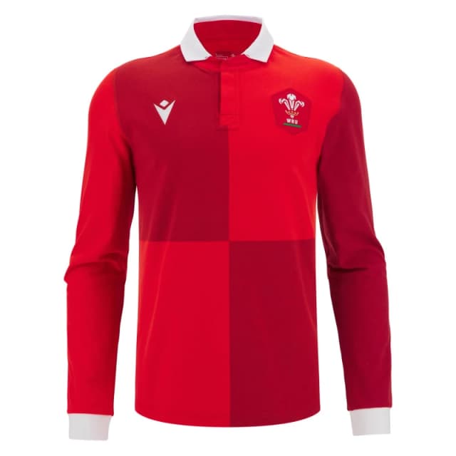 Macron Wales Rugby Long Sleeve Home Shirt 2025 Adults Red male Small