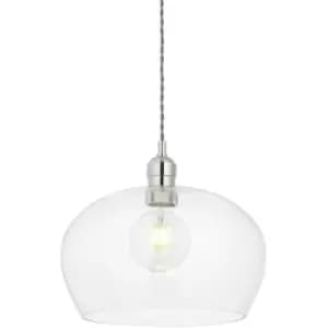 Livorno Single Pendant Ceiling Lamp, Bright Nickel Plate, Glass