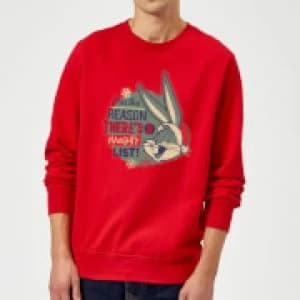 Looney Tunes I'm The Reason There Is A Naughty List Christmas Sweatshirt - Red - L