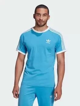 adidas Originals 3 Stripe California T-Shirt - Bright Blue, Bright Blue, Size S, Men