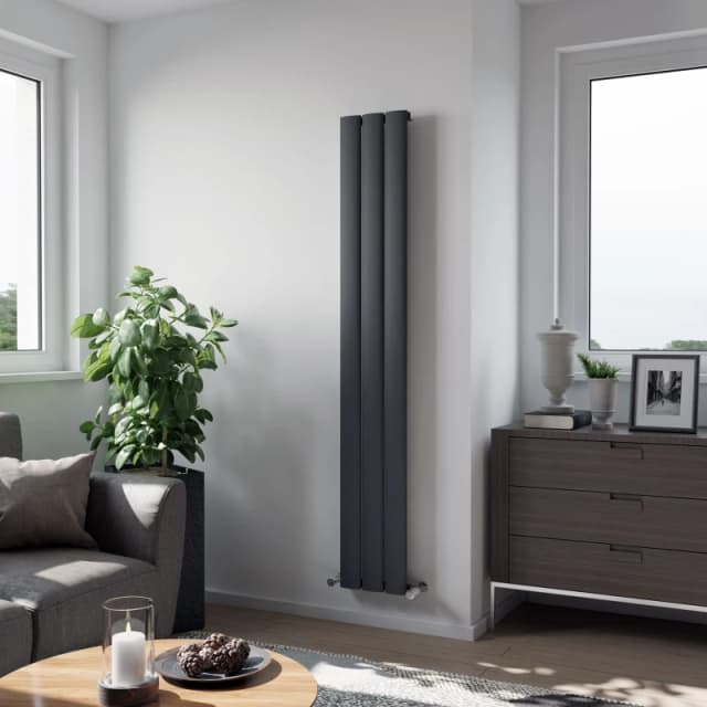 Agadon Milan Designer Aluminium Radiator in Dark Grey Size: 1800mm x 280mm Dark Grey Unisex 1800mm x 280mm