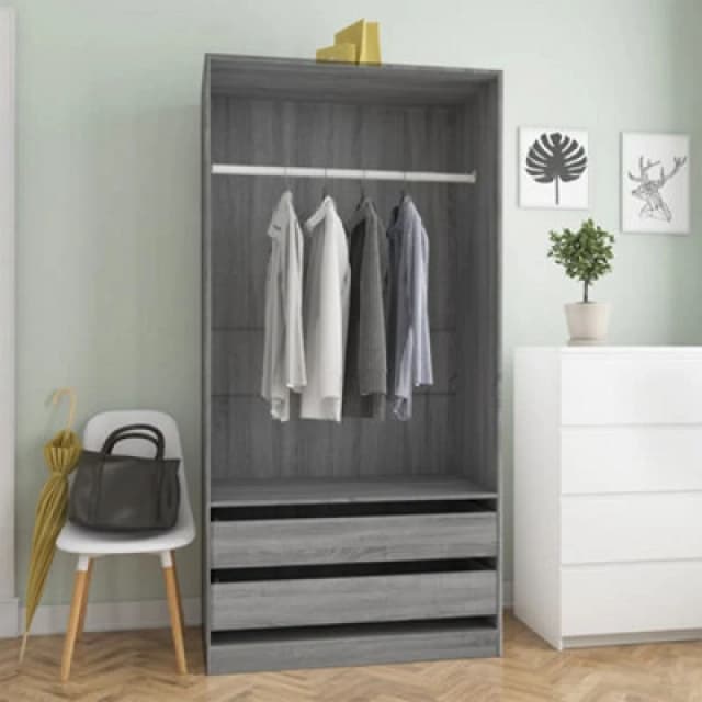 vidaXL Wardrobe Grey Sonoma 100x50x200cm Engineered Wood, Grey 815346