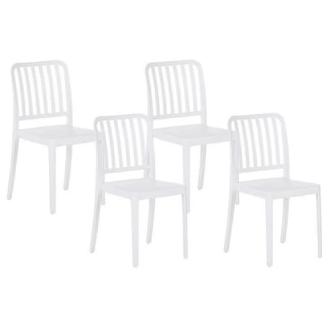 Beliani Set Of 4 Garden Chairs Sersale Synthetic Material White