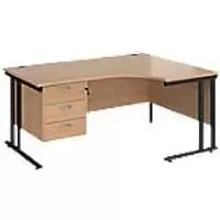 Dams International Right Hand Ergonomic Desk MC16ERP3KB 1,600 x 1,200 x 725 x 800 - 990 mm