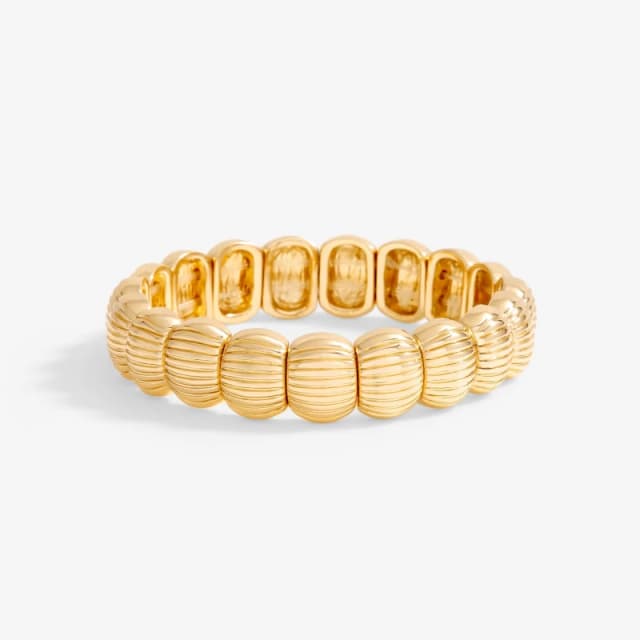 Mood Gold Polished Ridged Stretch Bracelet Gold