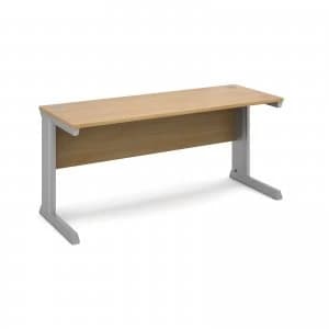 Vivo Straight Desk 1600mm x 600mm - Silver Frame Oak Top