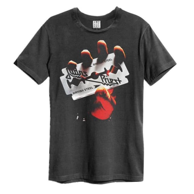 Amplified Amplified Men British Steel Judas Priest T-Shirt in Charcoal Size: Small Charcoal S Male 5063470091720