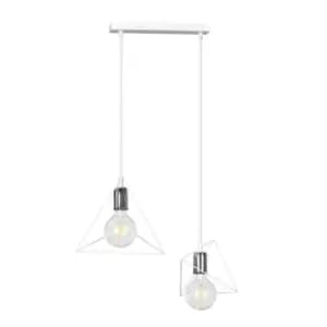 Dex White Bar Pendant Ceiling Light 2x E27