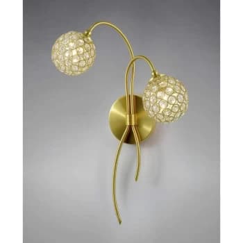 Apollo 2-Light Wall Lamp Satin Brass / Crystal