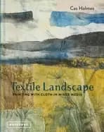 textile landscape painting with cloth in mixed media