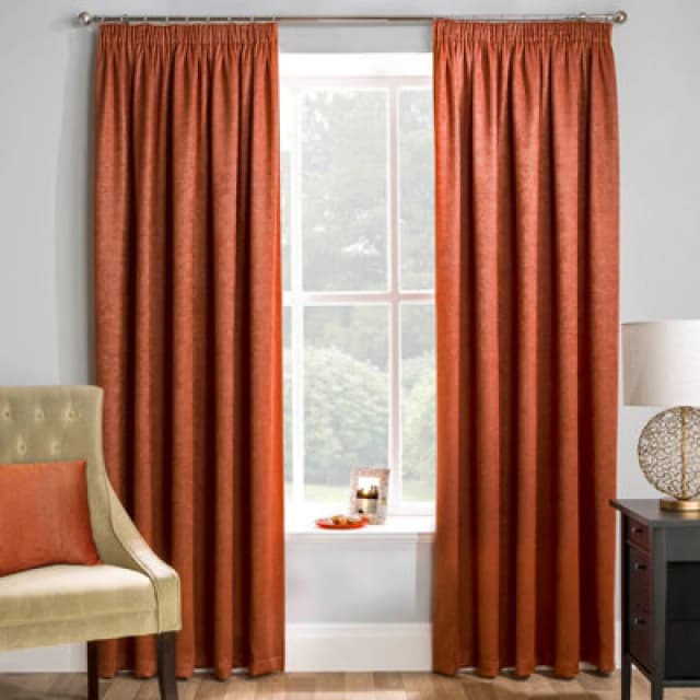 Enhanced Living 'Matrix' Orange - Tape Top Thermal Noise Reducing Dim Out Curtains - Pair Orange