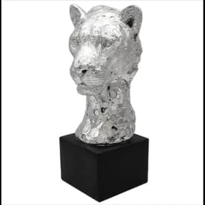 Silver Art Cheetah Bust Figurine By Lesser & Pavey