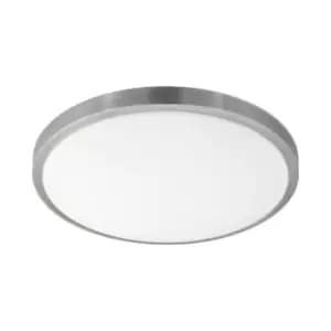 Wall Flush Ceiling Light White Shade White Satined Nickel Plastic Bulb LED 24W