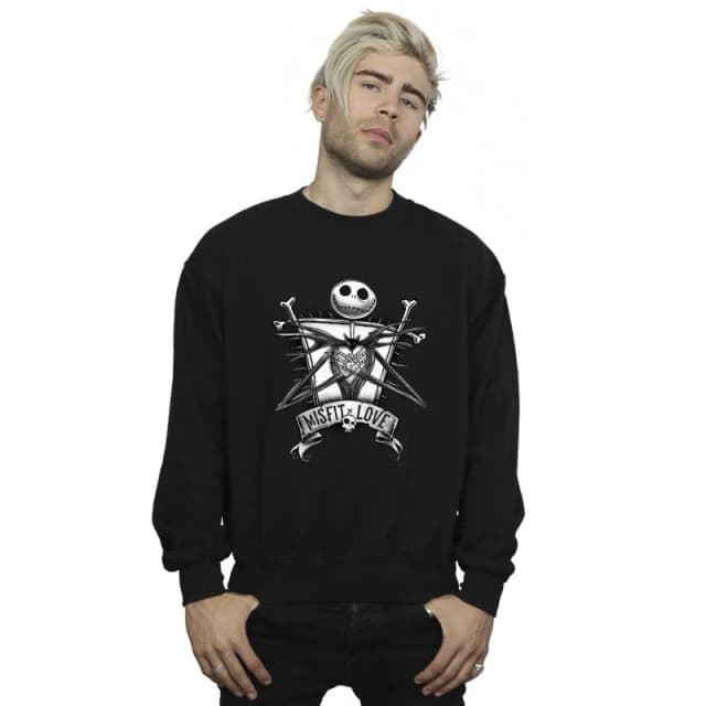 Disney Men The Nightmare Before Christmas Misfits Love Sweatshirt in Black Size: Small Black S Male 5063153522466