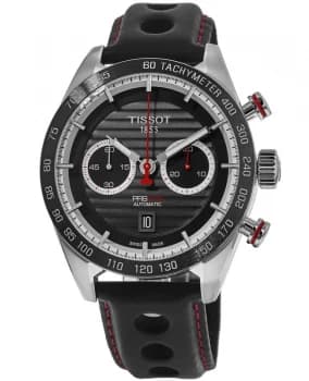 Tissot PRS 516 Chronograph Automatic Black Dial Leather Strap Mens Watch T100.427.16.051.00 T1004271605100