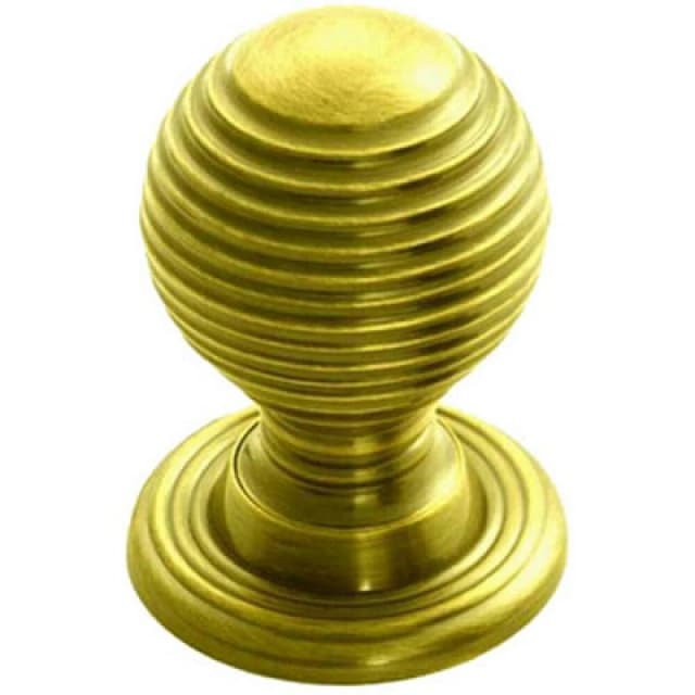 Loops Textured Reeded Ball Cupboard Door Knob 28mm Dia Polished Brass Handle Metallics unisex