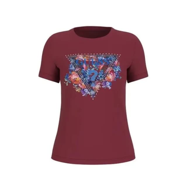 Guess T-Shirt round neck woman Guess Peony Triangle Rouge Female S