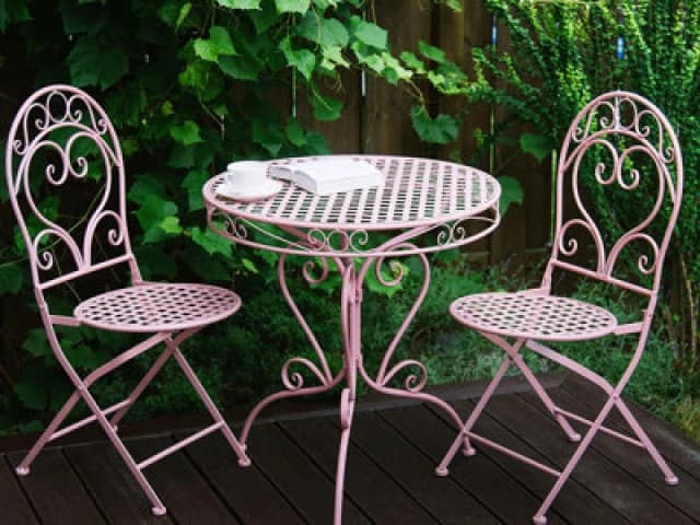 Beliani Bistro Set Folding Albinia Metal Pink