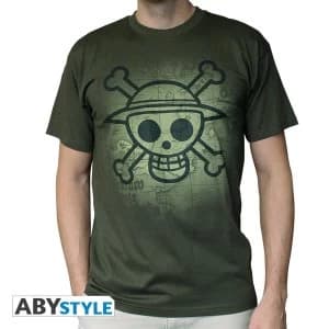 One Piece - Skull With Map Used Mens XX-Large T-Shirt - Green