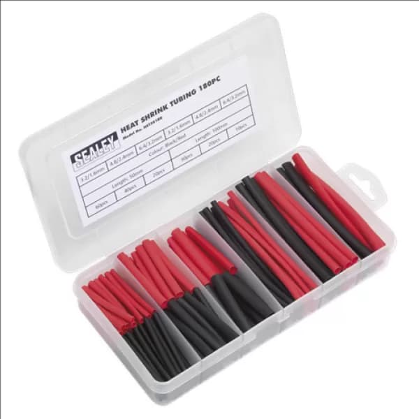 Sealey HST501BR Heat Shrink Tubing 180pc 50 & 100mm Black & Red