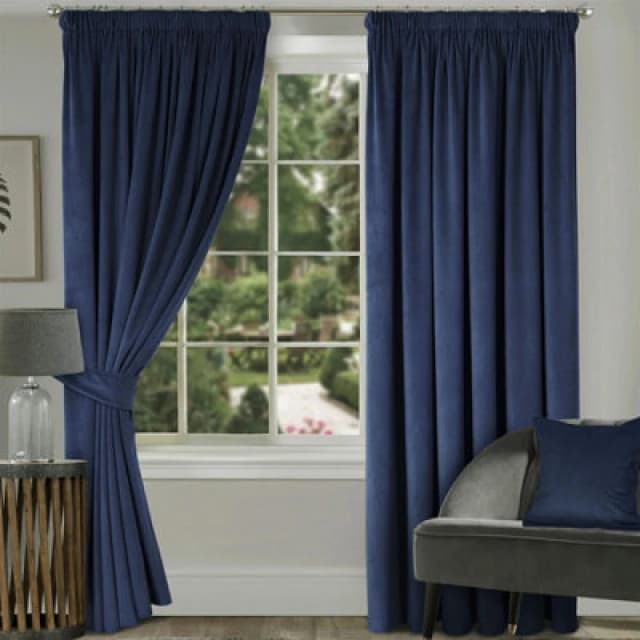 Luxury Living Montreal Taped Top Navy Curtains