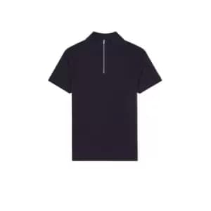 French Connection Pique Funnel Neck Polo Shirt - Blue
