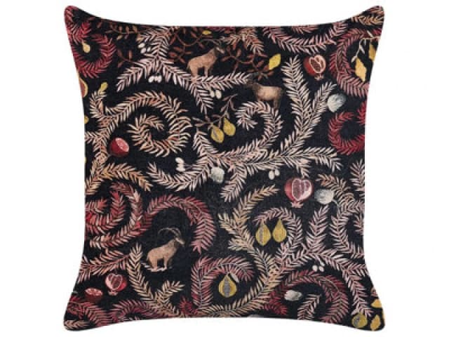Beliani Throw Cushion Ricinus Velvet 45 X 45cm Black Oriental Pattern