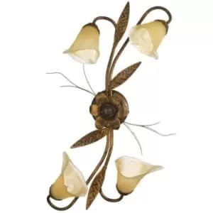 Onli Alga Multi Arm Semi Flush Ceiling Lamp, Glass Shades, 4x E14