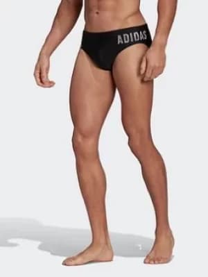 adidas Wording Swim Trunks, Black Size M Men