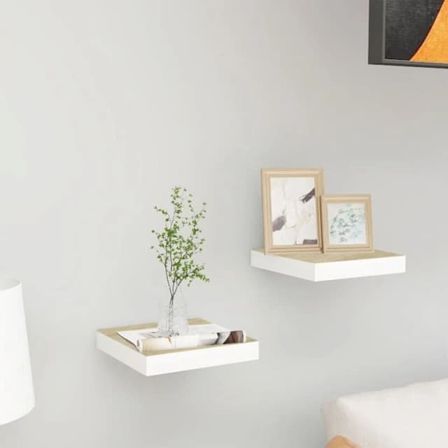 VIDAXL Vidaxl - Floating Wall Shelves 2 pcs Oak and White 23x23.5x3.8cm mdf 8720286416693