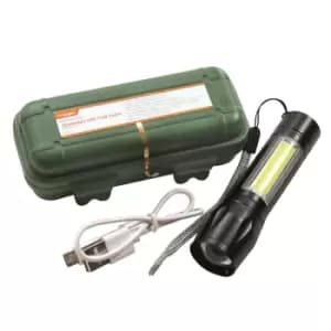 Kingavon Rechargeable Aluminium XPE COB Torch with Zoom - Black