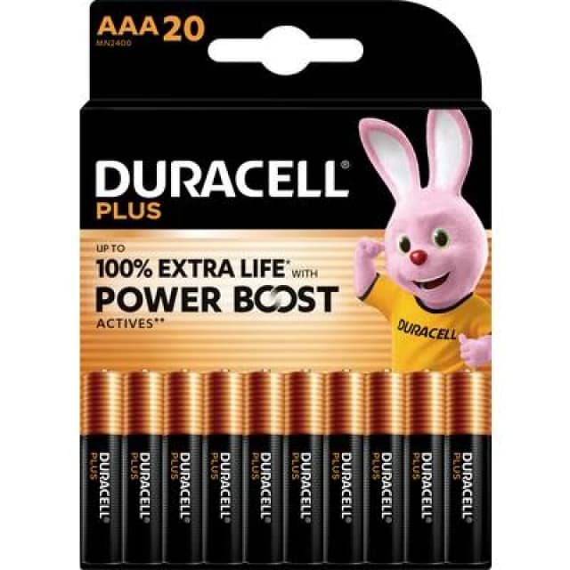 Duracell Duracell Plus Power Boost AAA battery Alkali-manganese 1.5 V 20 pc(s) 151282