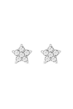 Sterling Silver 925 Mini Crystal Star Stud Earrings